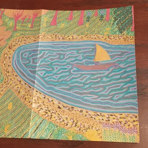 Handmade New One of a Kind Gell Pen Scenic Sailboat Nature Art Card 10x7 Inches - Picture 3 of 16